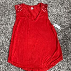 Old Navy Red Tank Top with Embellished Shoulders